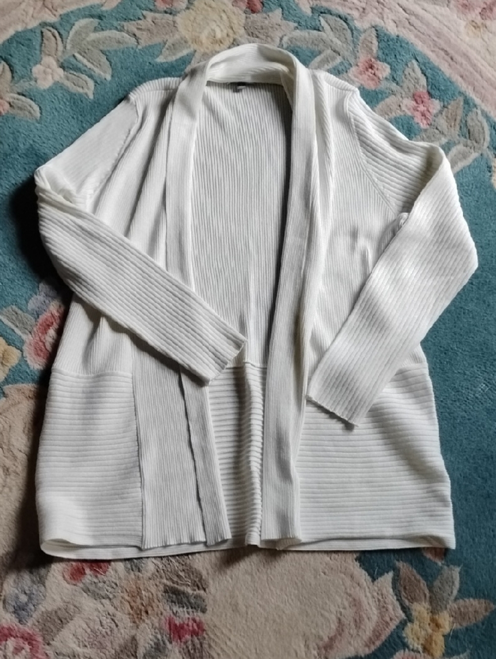 JM Textured Rib Knit Waterfall Front Cardigan. Large. EUC